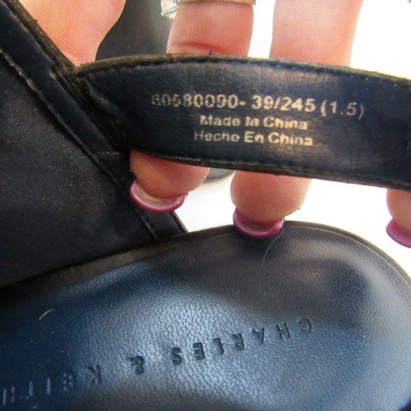 Charles & Keith Black Sling Back Peep Toe Stiletto Heels - Picture 6 of 12